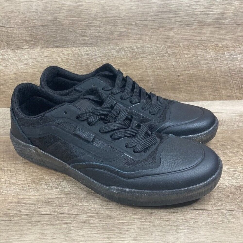 VANS AVE Leather Black Mesh Skate Shoes Casual Sneakers Mens 7 Womens 8.5 NEW